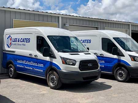 Lee & Cates mobile glass vans